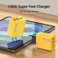 Quick Charge 3.0 Fast Charger Muti Total 120W 4 Port USB Type C PD Mobile Phone Wall Adapter for iPhone 16 Samsung S24 Xiaomi 15